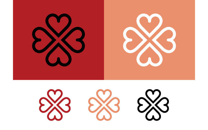 Logo a forma di cuore nei toni del rosso e del pesca.