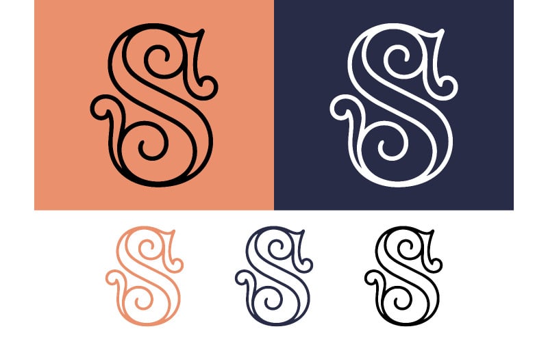 Elegant monogram met de letter S in een zwierige lijn.