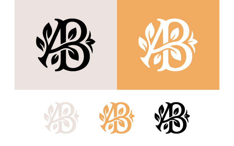 Logo monogramme élégant avec initiales AB et motif floral.
