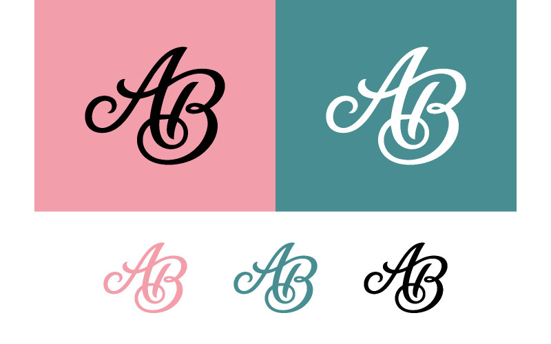 Monogramme AB en écriture manuscrite.