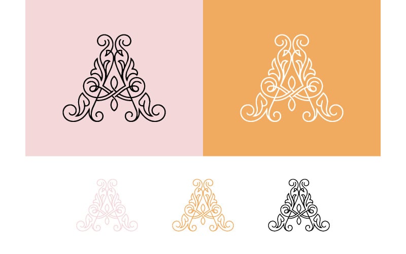 Monogramme triangulaire en forme de A, motif abstrait élégant.