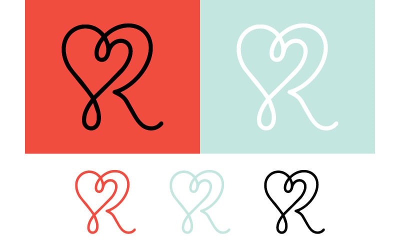 Hartvormig logo met rode achtergrond.