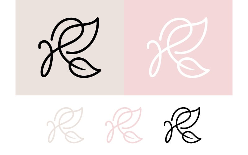 Een logo met de letter R, geïnspireerd op de natuur, met bladeren.