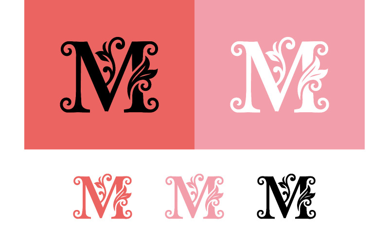 Design dell'emblema vintage con monogramma m.