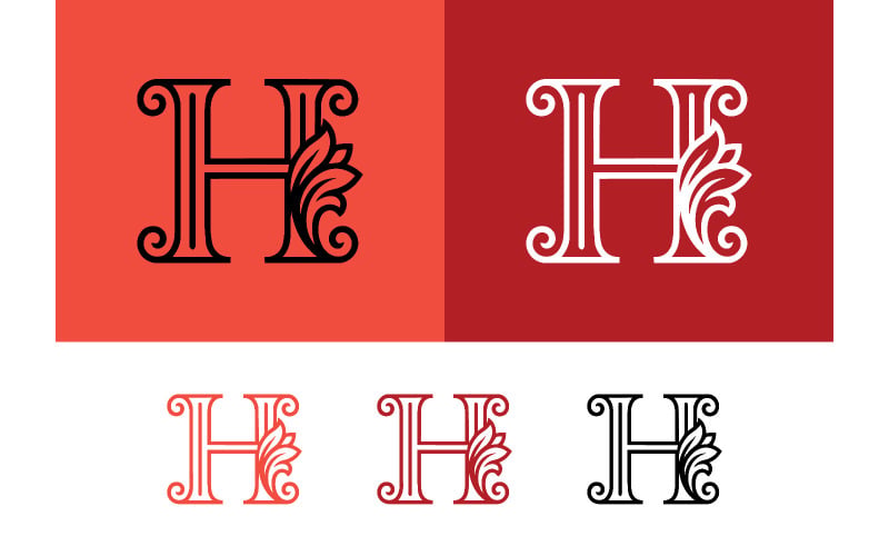 Elegant bokstaven H-logotyp med blommig utsmyckning för identitet.
