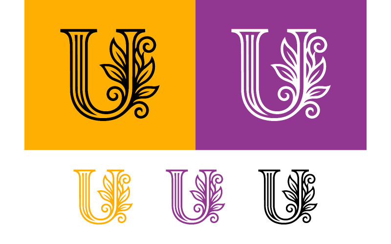 Art nouveau letter u met botanische tak als logo.