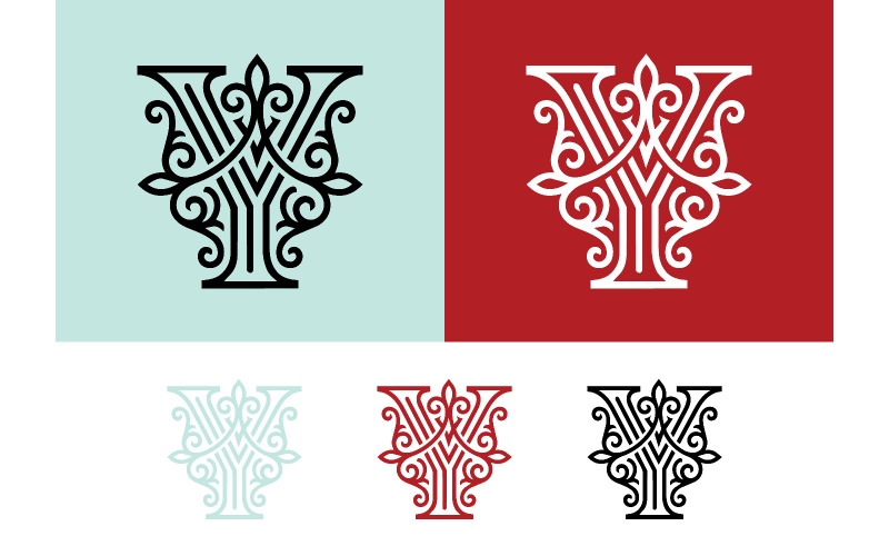 Emblema monogrammato con la lettera y, dal design intricato.
