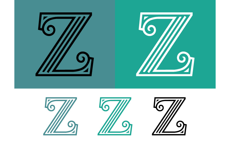 青色字母 Z 标志，带有卷轴元素。