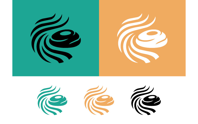 Concept art per il design di un logo con emblema a spirale astratta.
