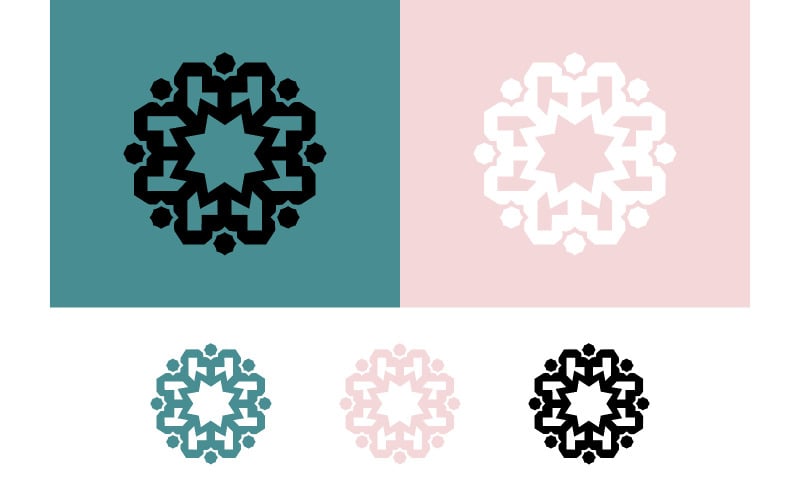 Motivo geometrico islamico di piccole dimensioni, nei colori bianco e verde acqua.