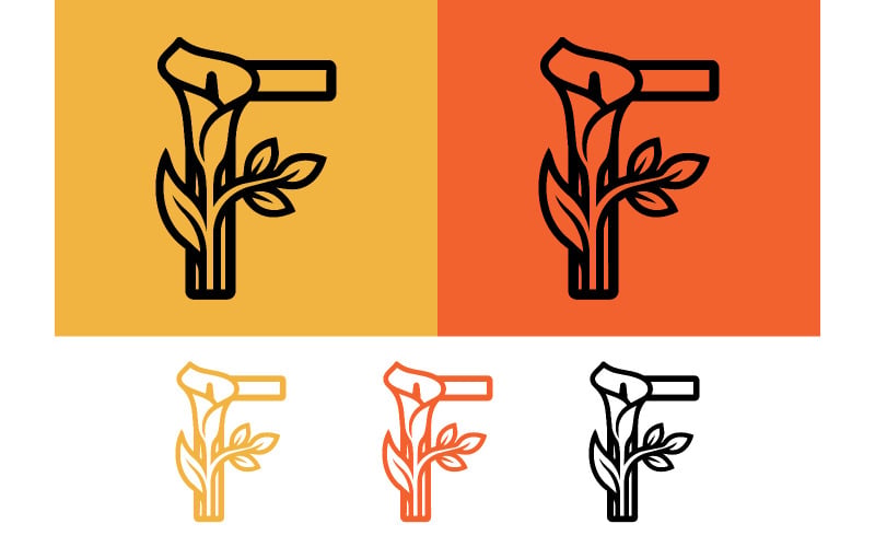 Bloemmotiefletter F voor botanische brandingideeën.