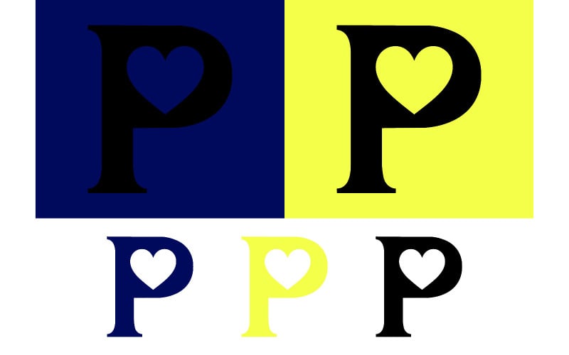 字母 p 里面有一个心形。