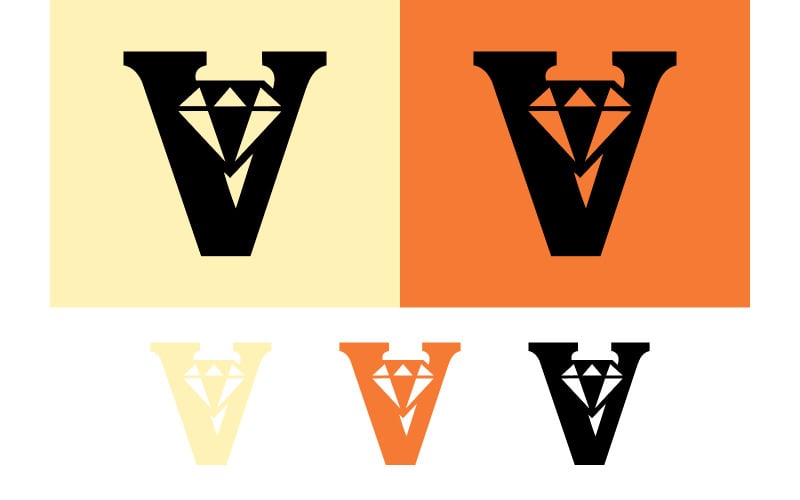Monogramme en forme de V avec logo emblème en forme de diamant.