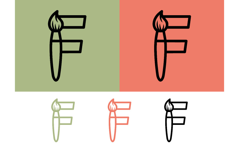 Conception du logo en forme de lettre F avec un pinceau.