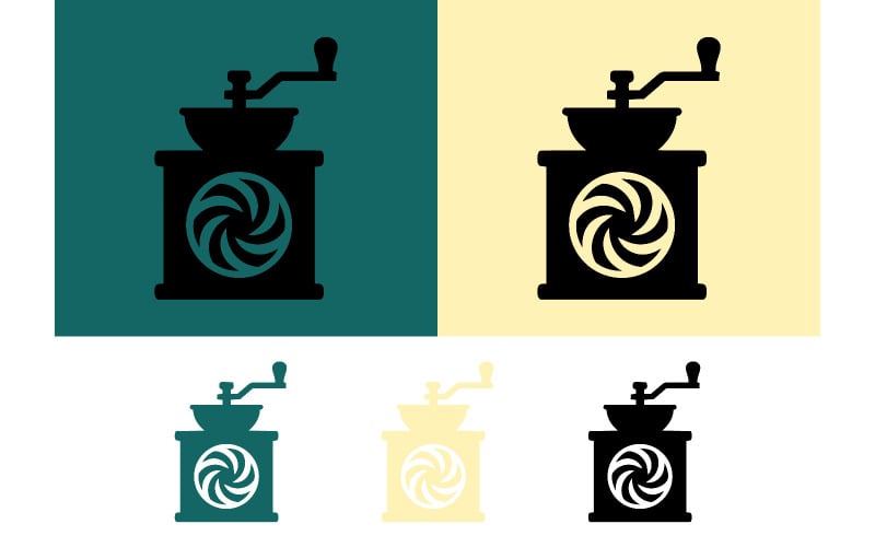 Élément graphique illustrant un moulin à café.