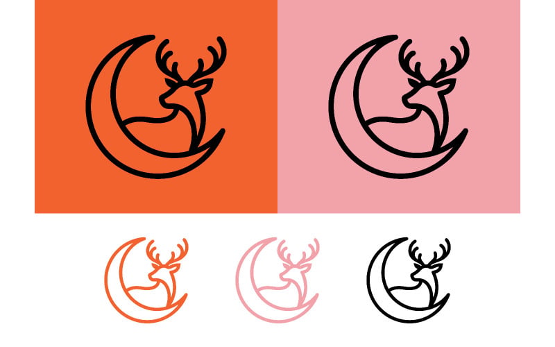 Logo cerf lune orange rose noir.