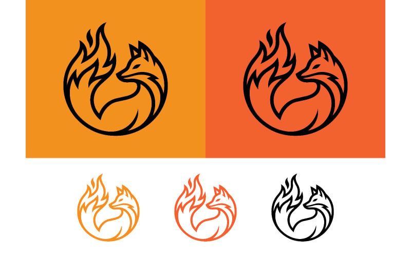 Concept graphique d'élément de design de logo de feu de renard.