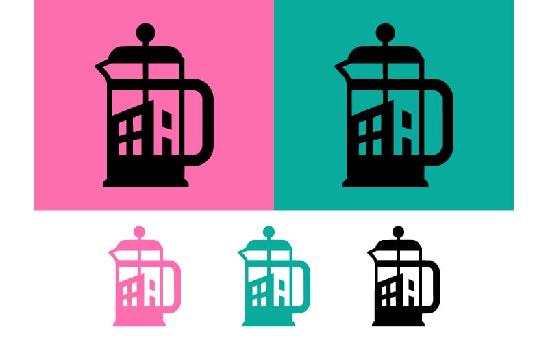 Élément graphique d'icône de cafetière à piston.