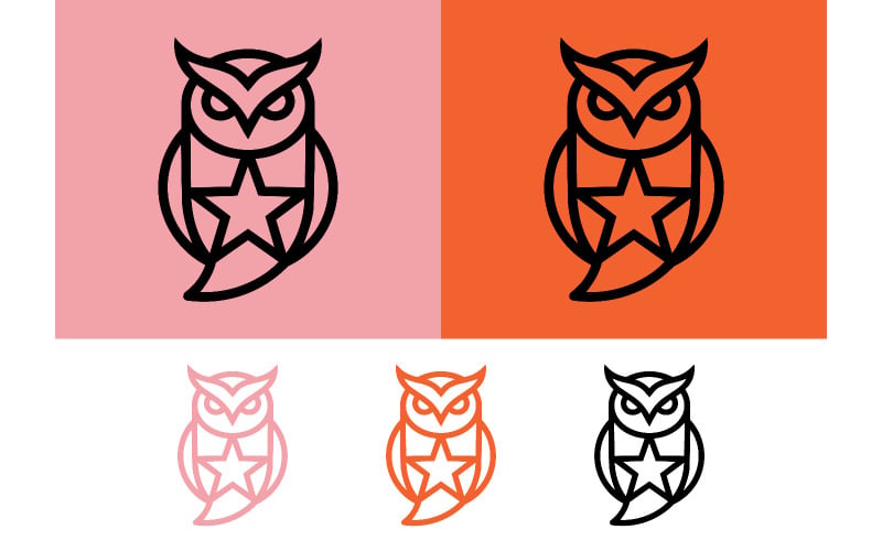 Logo hibou avec icône en forme d'étoile.