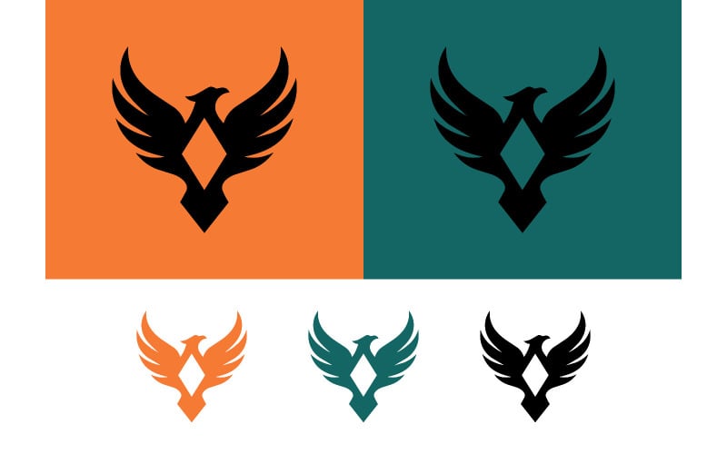 Conceptueel ontwerp van een Phoenix-logo, abstract.