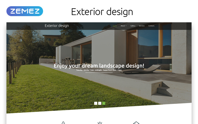 Design exterior - modelo de site HTML moderno responsivo à paisagem