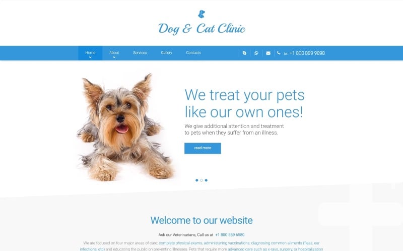 Plantilla web para sitio web de clínica de perros y gatos