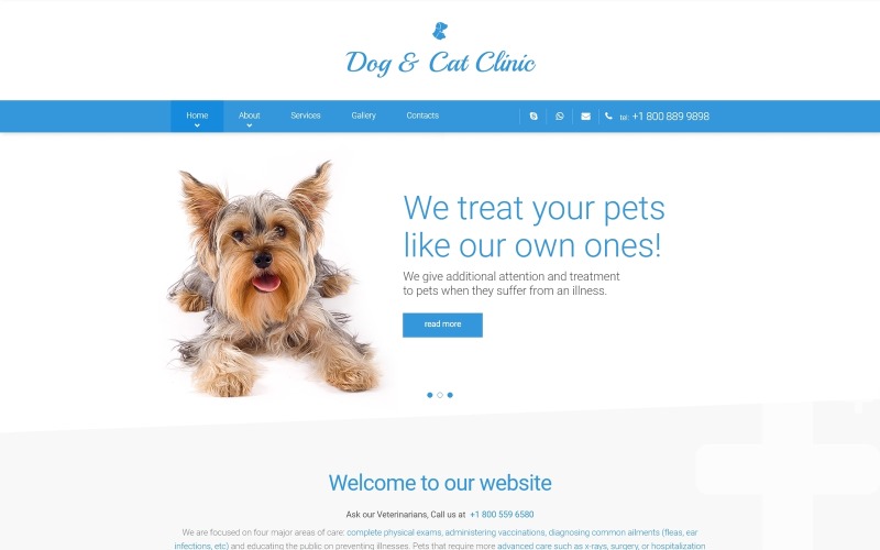 Szablon strony internetowej kliniki psa i kota
