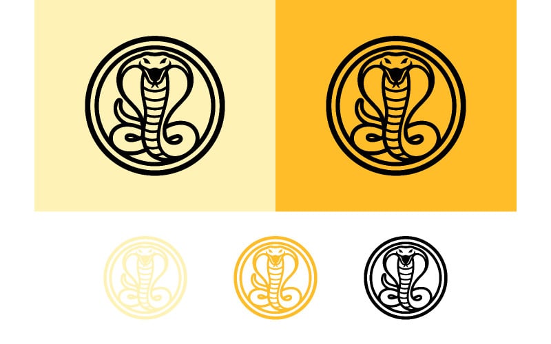 Illustration d'un emblème de serpent cobra sur fond coloré.