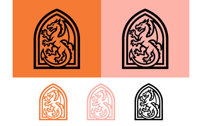 Emblema gotico a forma di drago per finestre.