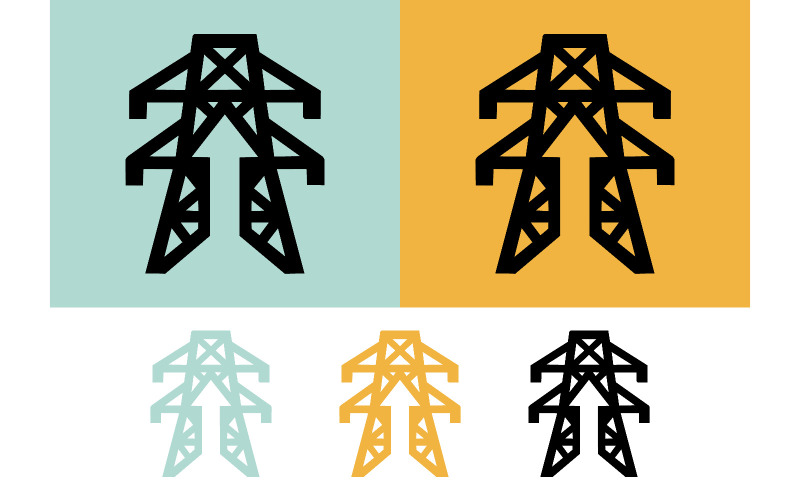 Pictogram van een hoogspanningsmast.