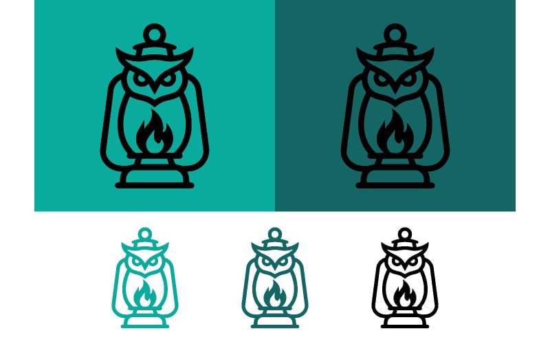 Grafisk design för ugglelykta med brinnande låga.