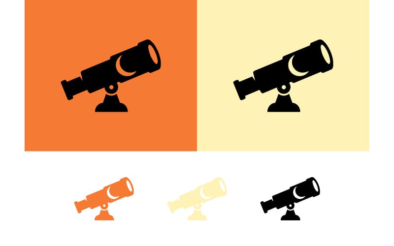 Icônes de télescope, astronomie, exploration spatiale.