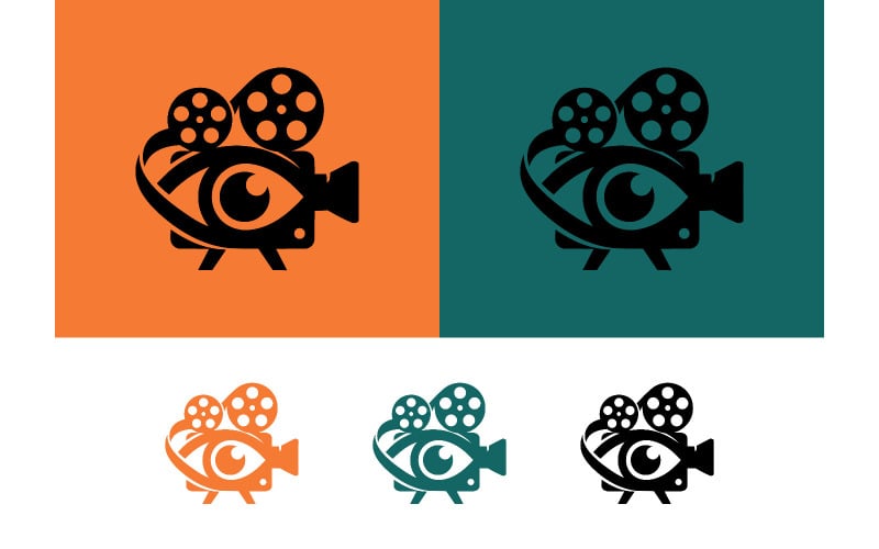 Conception du logo en forme d'œil de caméra vidéo.