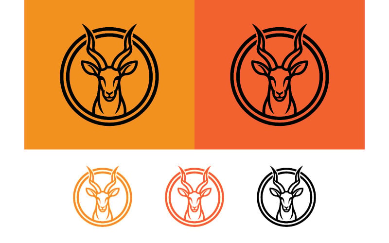 Emblema a forma di testa di antilope, grafica vettoriale semplice.
