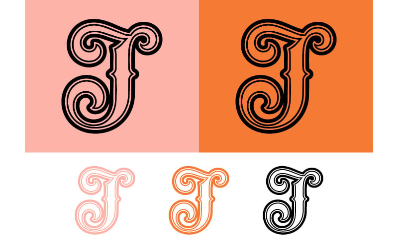 Elegant J brev utsmyckade emblem logotypdesign.