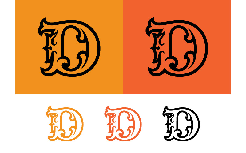 Elementi decorativi ornamentali per il logo con la lettera D.
