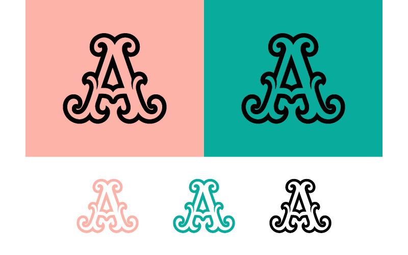 Sierlijk logo met de letter A op een kleurrijke achtergrond.