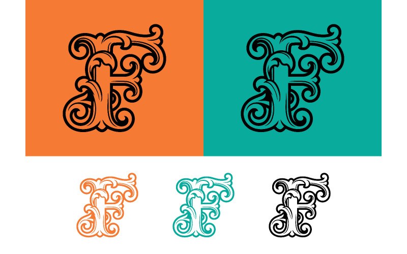 Initiale de la lettre F ornée de volutes.