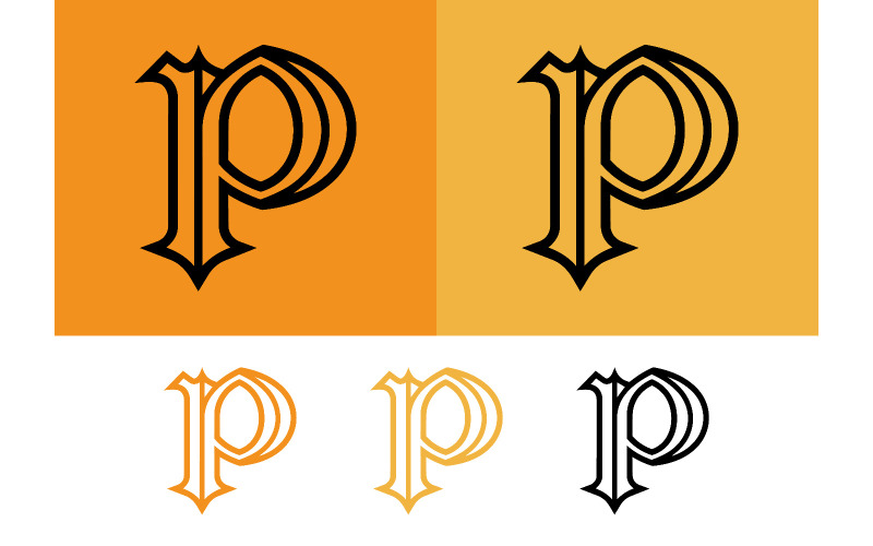 Éléments de monogramme pour la conception d'un logo orné en forme de P.
