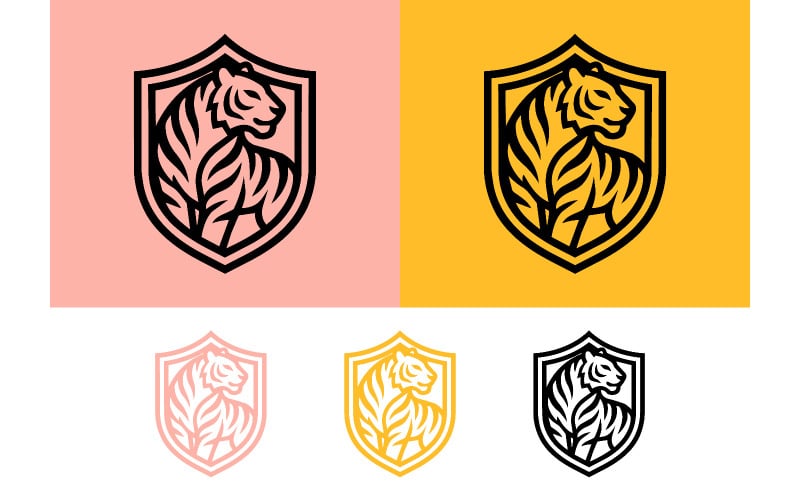 Logo-ontwerp met tijgerschildembleem.