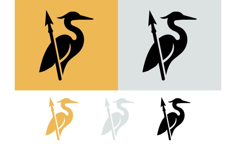 Logo de lance de héron pour le concept de chasse.