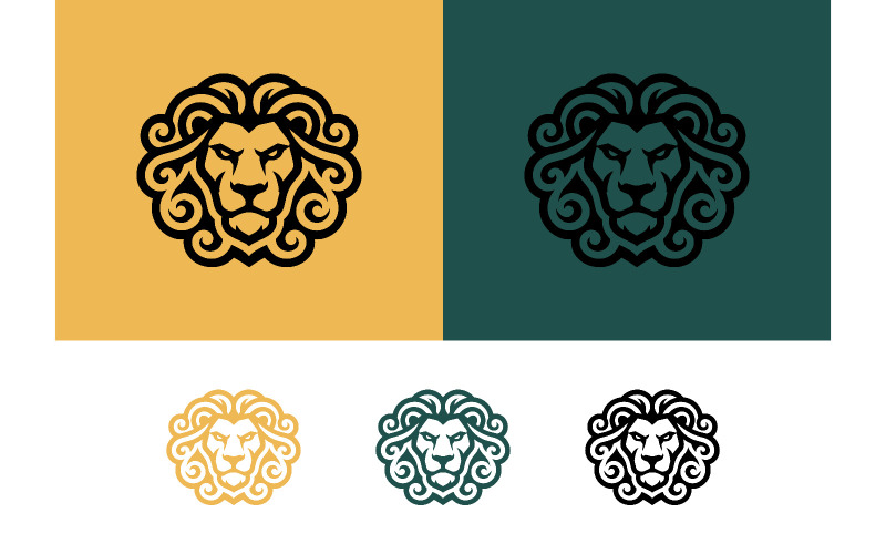 Leeuwenkop met sierlijke manen als logo.