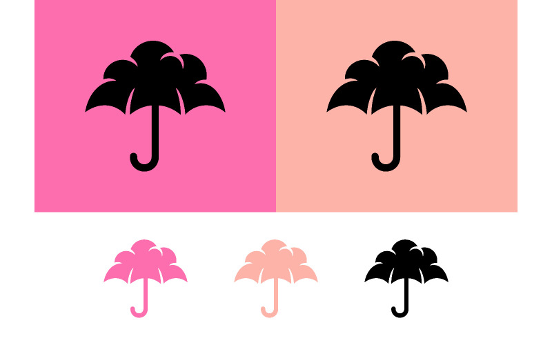 Grafiskt element i paraplyrosa och persika.