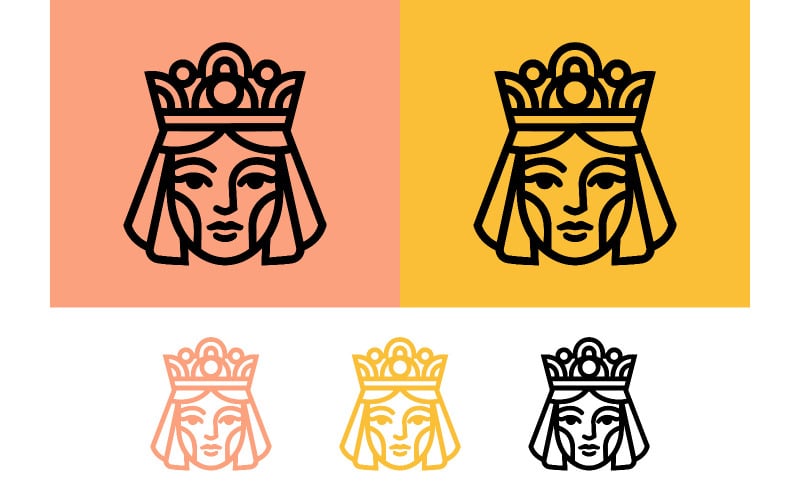 Icône du visage de la reine avec contour de couronne.
