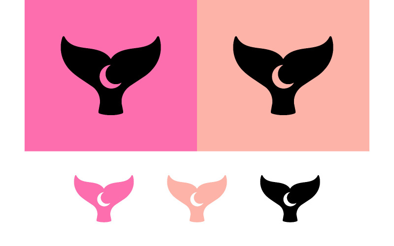 Modern logo-ontwerp met walvisstaart en maan.