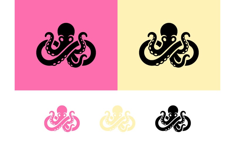 Silhouette di polpo rosa crema nero.