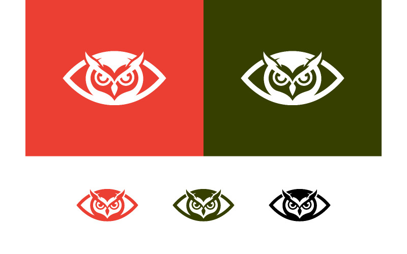 Uilenooglogo, modern symbool van wijsheid, grafisch ontwerp.