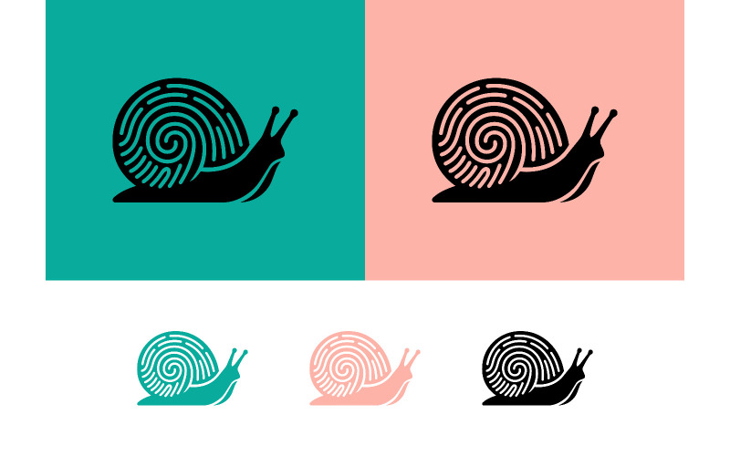 Logo a impronta digitale di lumaca, identificazione univoca lenta.