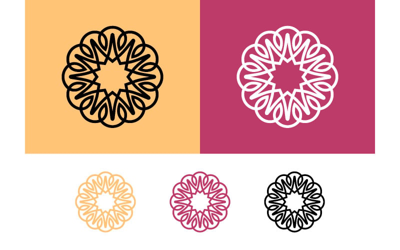 Utsmyckade stjärna blommig emblem vektor logo ikon.