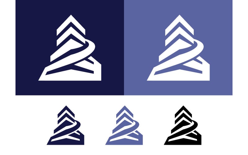 Abstrakt byggnad med banddesign.